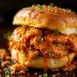 easy slow cooker buffalo chicken sliders - featured image