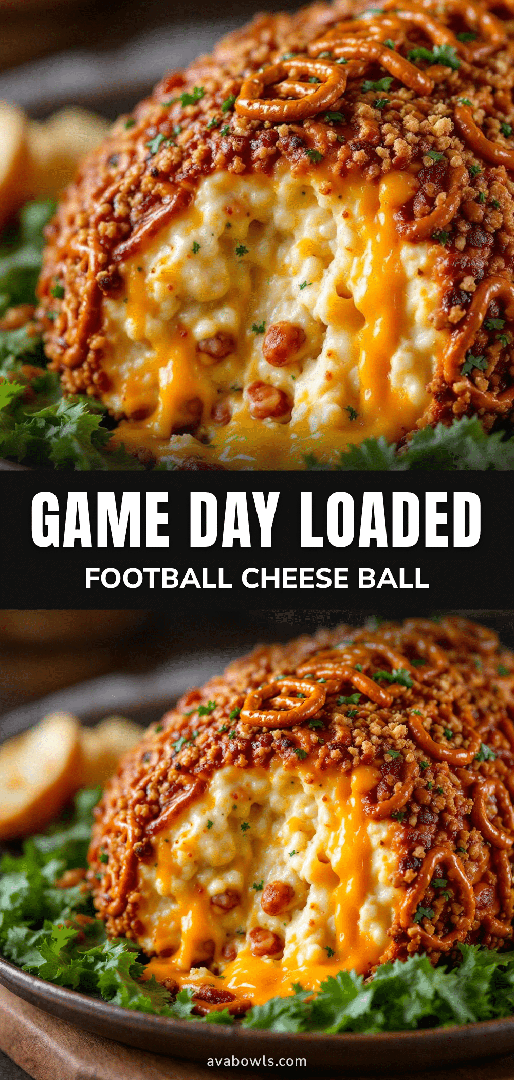 football cheese ball with pretzel laces recipe