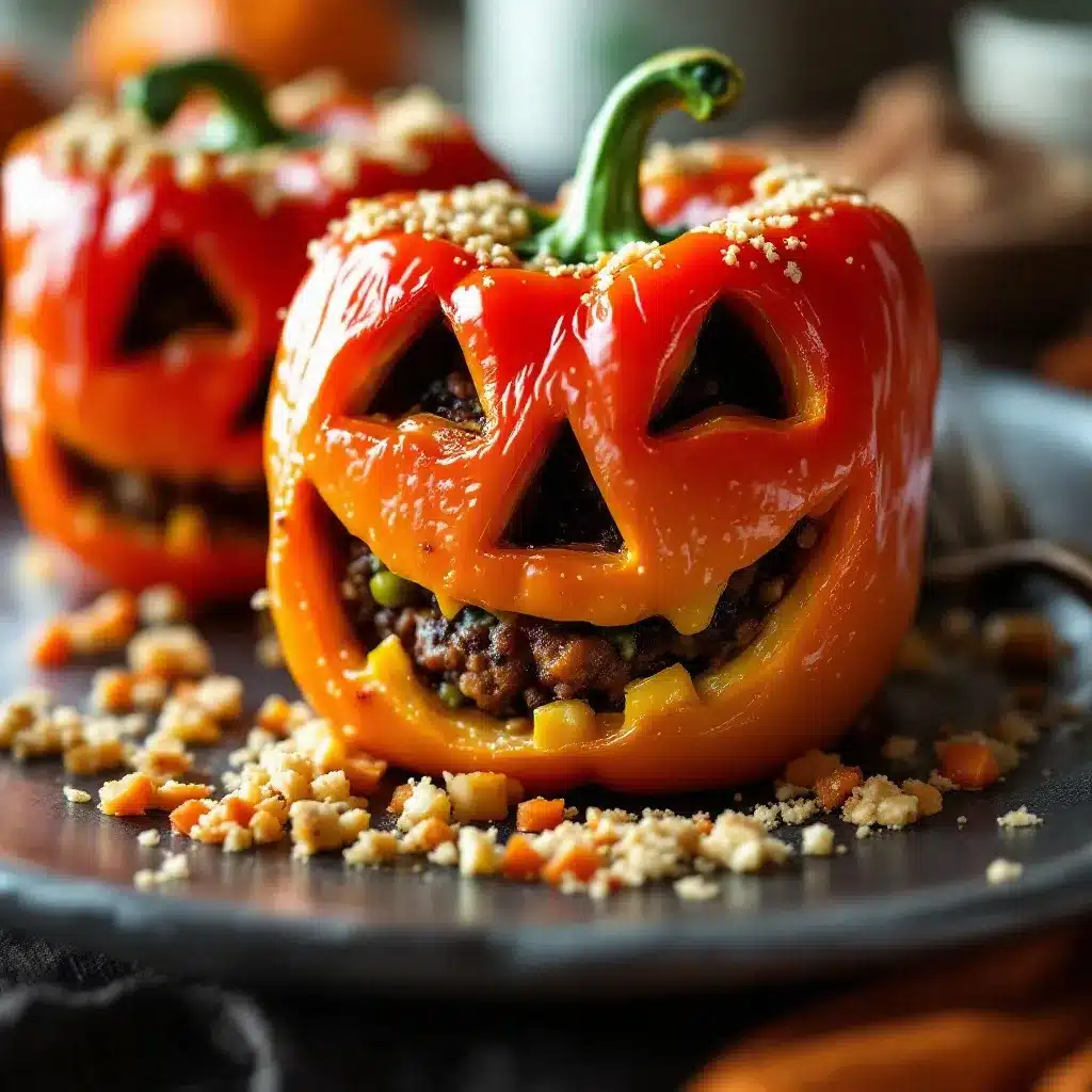 Jack-o-Lantern Stuffed Bell Peppers preparation steps