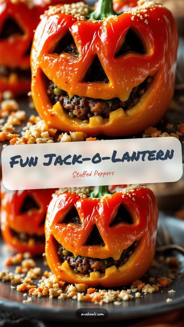 Jack-o-Lantern Stuffed Bell Peppers recipe