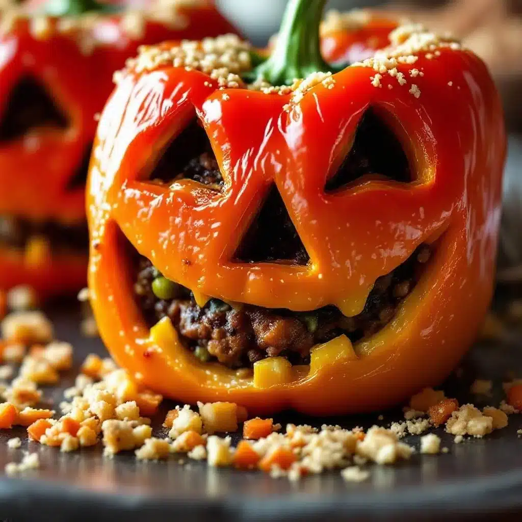 Jack-o-Lantern Stuffed Bell Peppers - featured image
