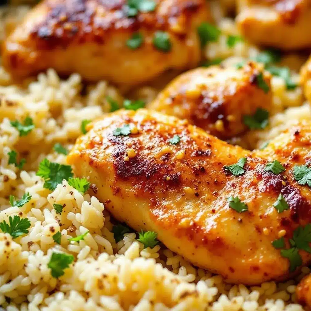 one-pan garlic butter chicken and rice - featured image