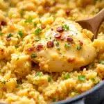 one pot creamy garlic parmesan chicken and rice - featured image