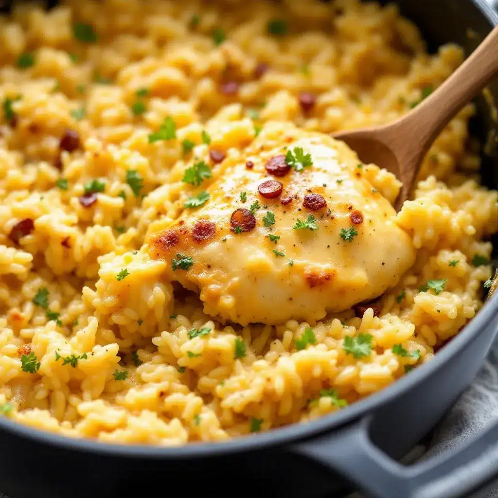 one pot creamy garlic parmesan chicken and rice preparation steps