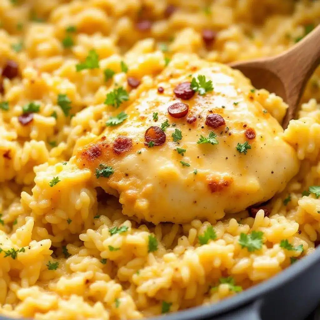 one pot creamy garlic parmesan chicken and rice - featured image