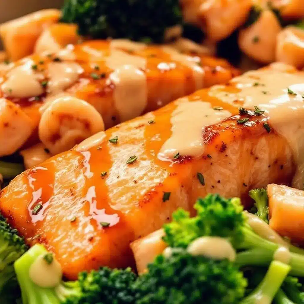 quick honey garlic salmon with broccoli - featured image