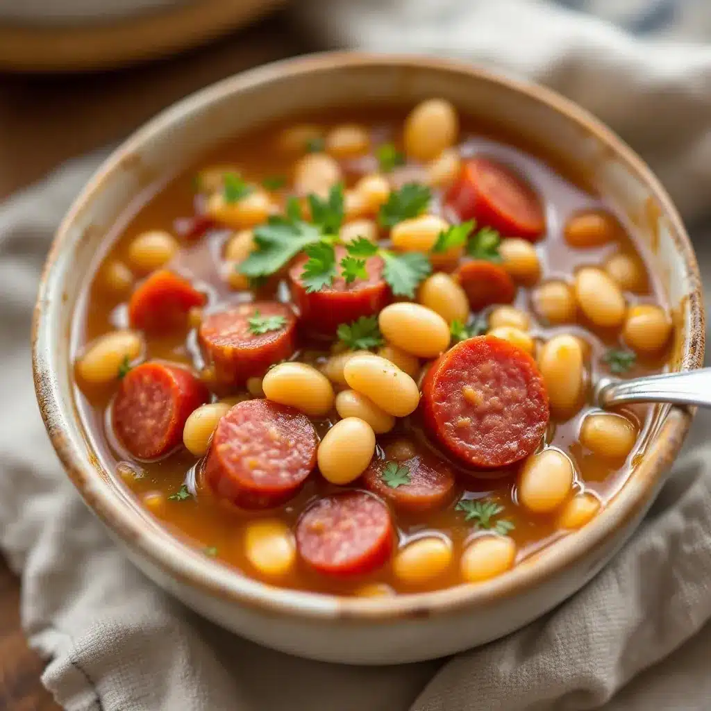 slow cooker kielbasa and white bean soup preparation steps