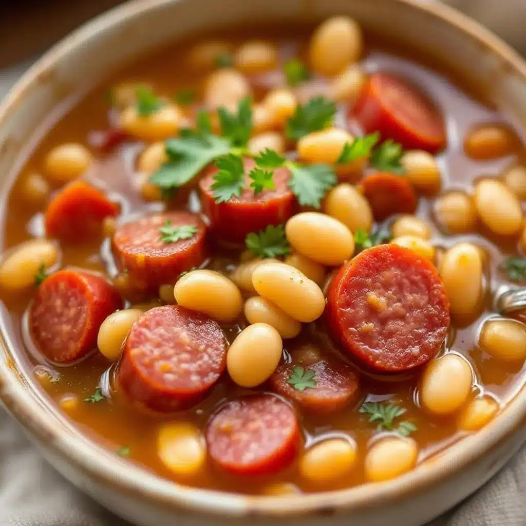 slow cooker kielbasa and white bean soup - featured image