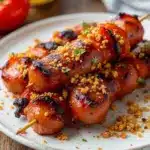 smoked sausage and pepper skewers - featured image
