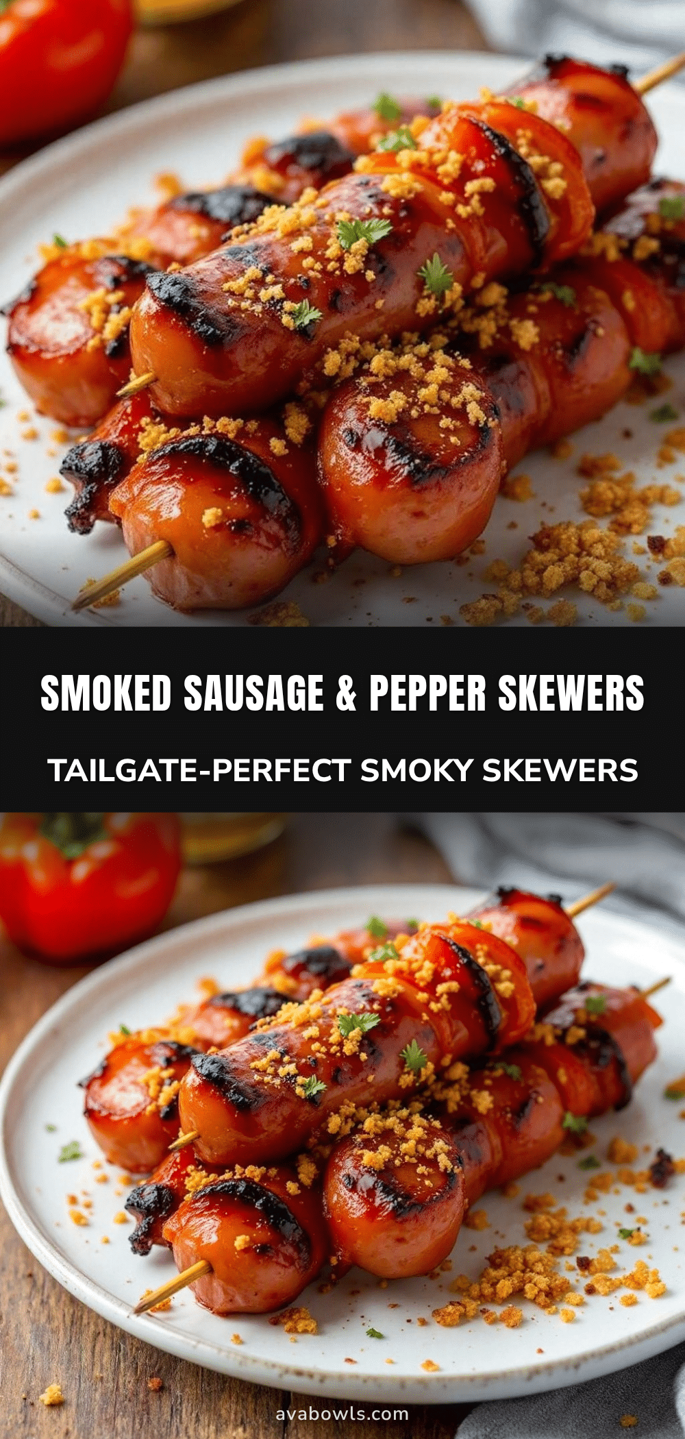 smoked sausage and pepper skewers recipe