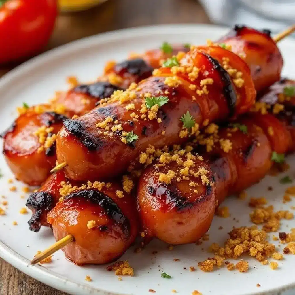 smoked sausage and pepper skewers - featured image