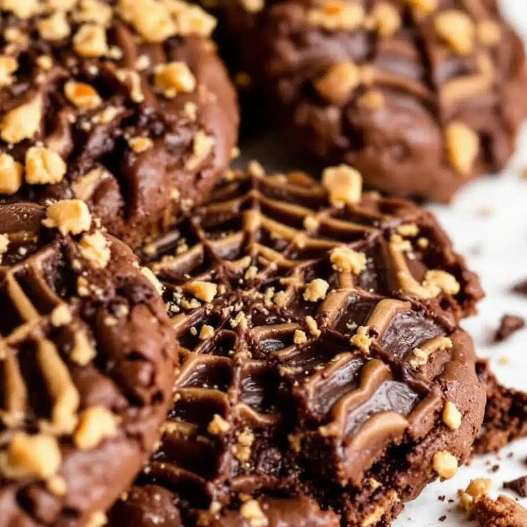 spider web chocolate peanut butter cookies - featured image