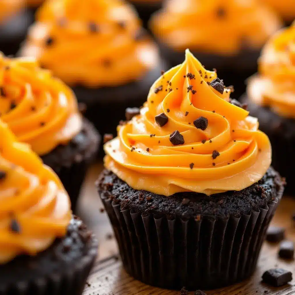 spooky black velvet halloween cupcakes preparation steps