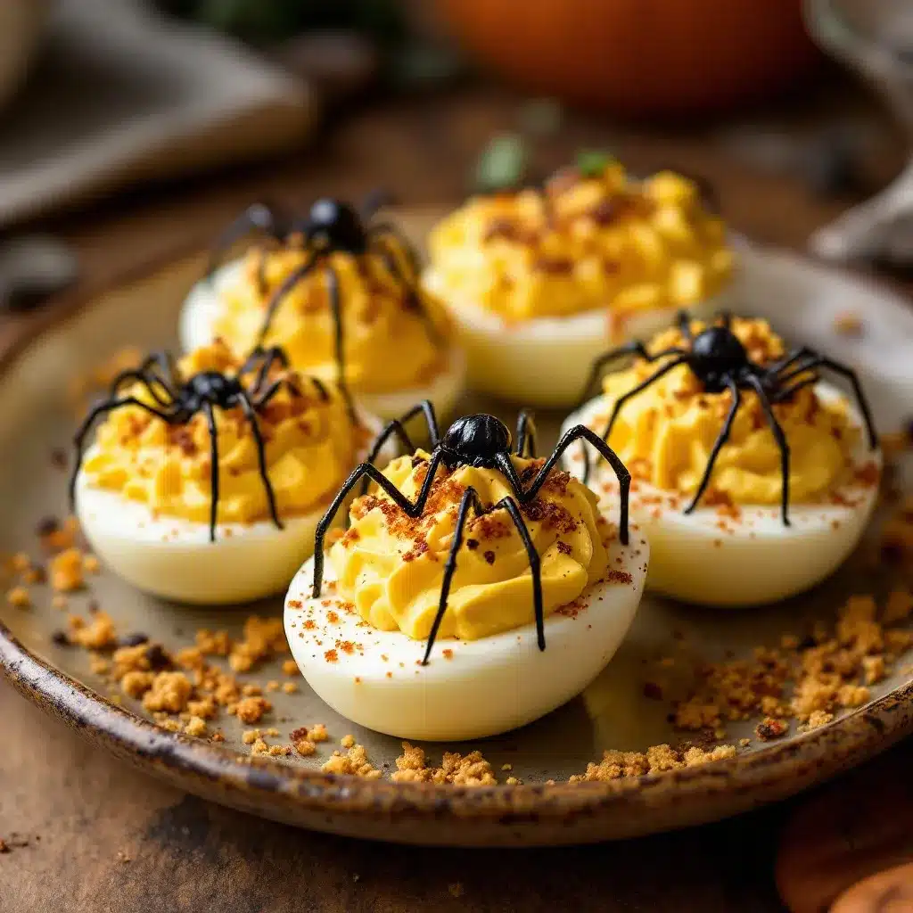 spooky spider deviled eggs preparation steps