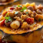 stuffed acorn squash with sausage and apples - featured image
