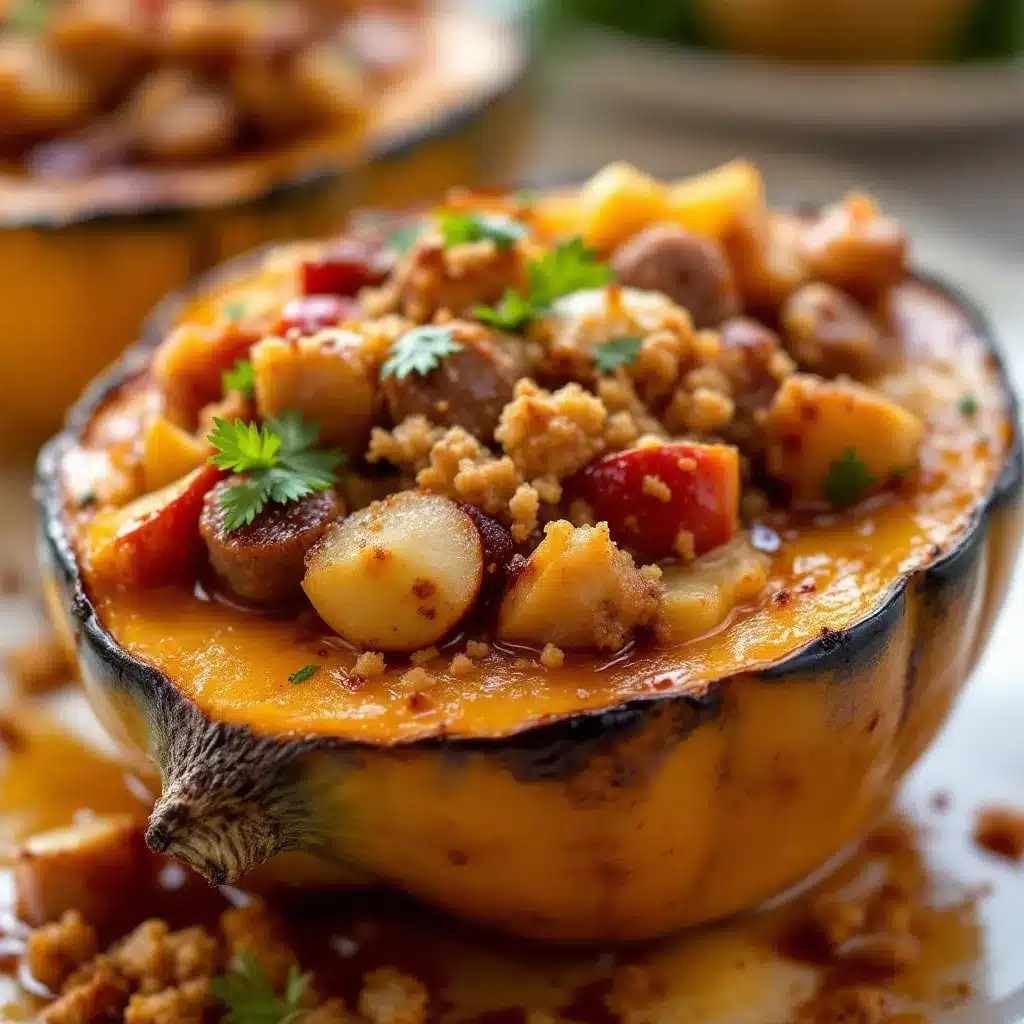 stuffed acorn squash with sausage and apples preparation steps