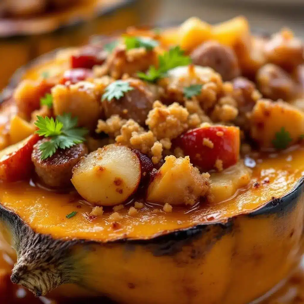 stuffed acorn squash with sausage and apples - featured image