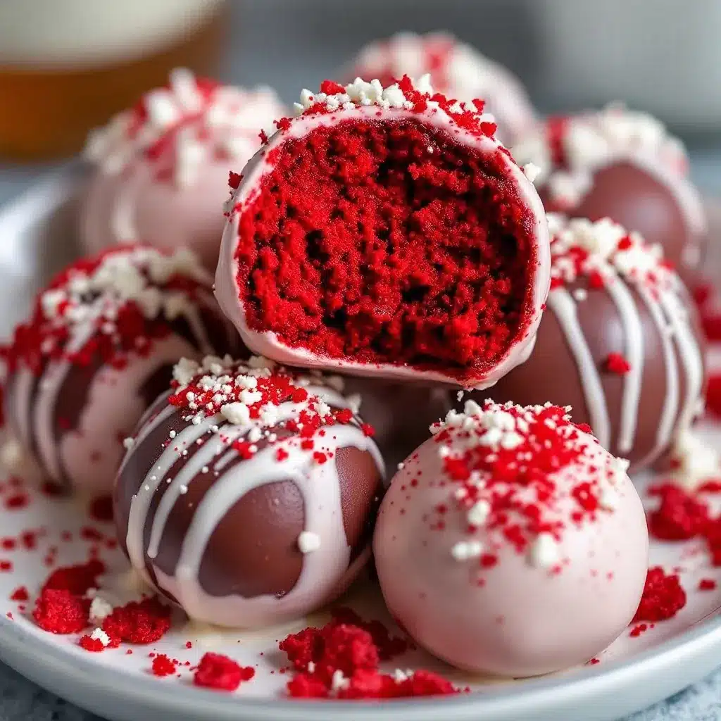 Vampire Bite Red Velvet Cake Balls preparation steps